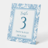 Toile Chinoiserie French Blue Tischnummer Sockelschild (Vorderseite)