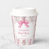Toile Coquette Pink Bow Brautparty Favoriten Pappbecher (Vorderseite)