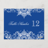 Toile Damask Empfang Tischnummern Royal Blue (Rückseite)