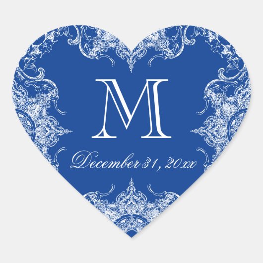 Toile Damask Swirl Matching Sticker Royal Blue (Vorderseite)