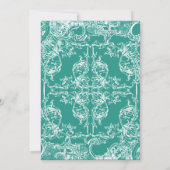 Toile Damask Swirl Wedding laden Aquamarin grün ei Einladung (Rückseite)