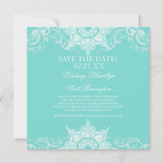 Toile Damast Wirbel Save the Dates Date (Vorderseite)