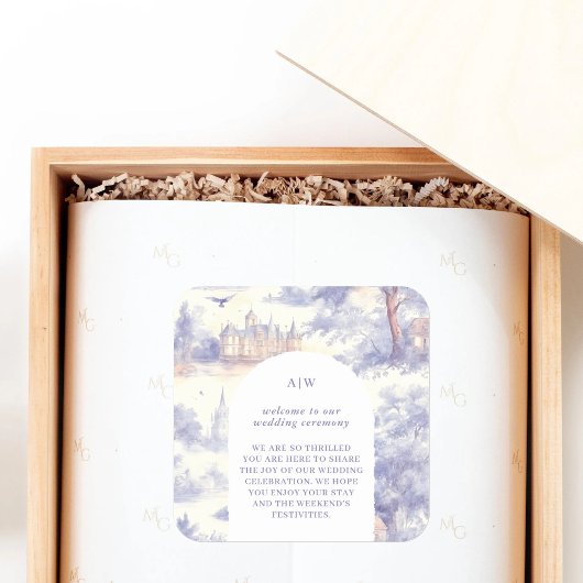 Toile de Jouy art Quadratischer Aufkleber