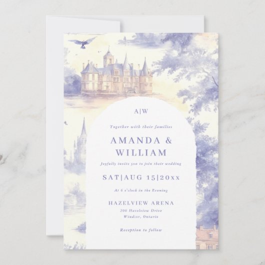 Toile de Jouy Art Wedding Einladung (Vorderseite)