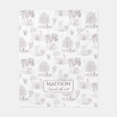 Toile de Jouy Baby Blanket mit Geburtsdatum Fleecedecke (Vorderseite)
