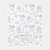 Toile de Jouy Baby Blanket mit Geburtsdatum Fleecedecke (Vorderseite)