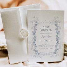 Toile de Jouy Baby Dusche Blue Chinoiserie Floral