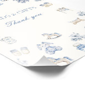 Toile De Jouy Baby Shower Blaues Band Tisch-Schild Fotodruck (Ecke)