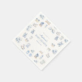 Toile De Jouy Baby Shower Blaues Schleifen-Junge Serviette (Ecke)