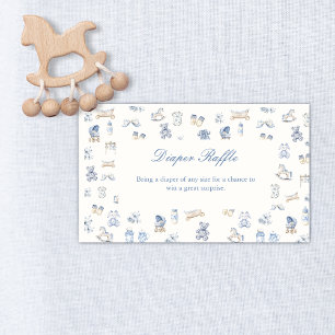 Toile De Jouy Baby Shower Blaues Schleifen-Windel- Begleitkarte