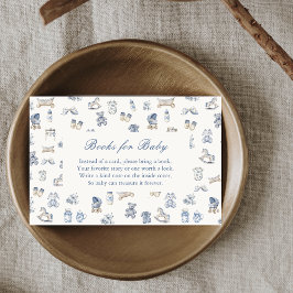 Toile De Jouy Baby Shower Blue Bow Books for Baby Begleitkarte