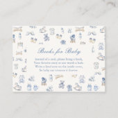 Toile De Jouy Baby Shower Blue Bow Books for Baby Begleitkarte (Vorderseite)