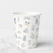Toile De Jouy Baby Shower Blue Bow Boy Pappbecher (Rückseite)