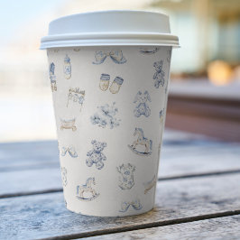 Toile De Jouy Baby Shower Blue Bow Boy Pappbecher