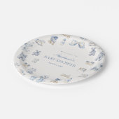 Toile De Jouy Baby Shower Blue Bow Boy Pappteller (Schrägansicht)