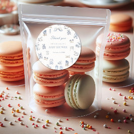 Toile De Jouy Baby Shower Blue Bow Boy Runder Aufkleber