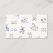 Toile De Jouy Baby Shower Blue Bow Diaper Raffle Begleitkarte (Rückseite)