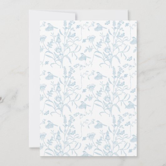 Toile De Jouy Baby Shower Boy Einladung (Rückseite)