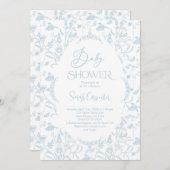 Toile De Jouy Baby Shower Boy Einladung (Vorne/Hinten)