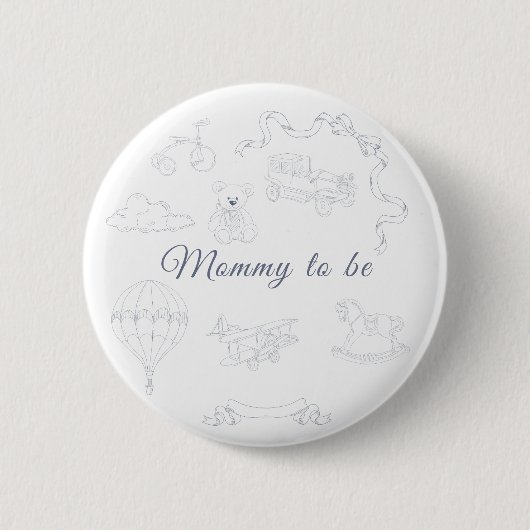 Toile de Jouy Baby Shower für werdende Mütter Button (Vorderseite)