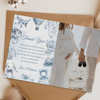 Toile De Jouy Baby Shower Party Thank You Card Einladung