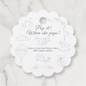 Toile de Jouy Baby Shower Pop it Geschenkanhänger (Rückseite)