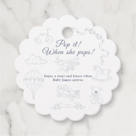 Toile de Jouy Baby Shower Pop it Geschenkanhänger