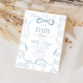 Toile De Jouy Babydusche mit Bow Boy Einladung