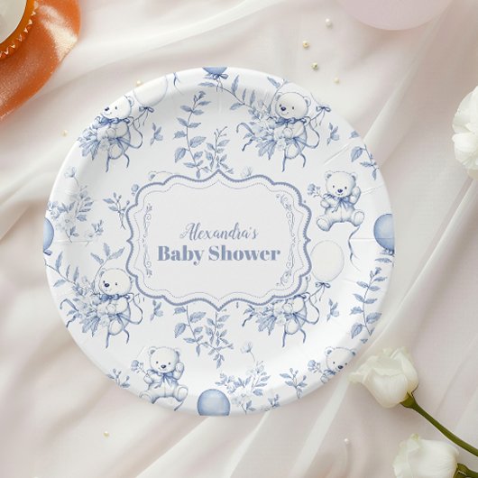 Toile De Jouy Bear Babydusche Pappteller