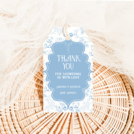 Toile De Jouy Bear Blue Baby Dusche Vielen Dank Geschenkanhänger