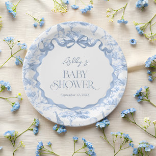 Toile de Jouy Blau Safari-Tiere Babyparty Pappteller