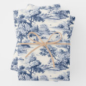 Toile de jouy, blau und weiß, Porzellan, Geschenkpapier Set (Beispiel)