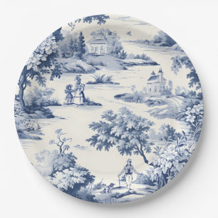 Toile de Jouy, blau und weiß, Porzellan, Pappteller