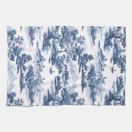Toile de jouy, blaue China, Porzellan, blaue Weide Geschirrtuch (Horizontal)