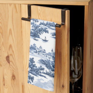 Toile de jouy, blaue China, Porzellan, blaue Weide Geschirrtuch