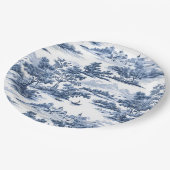 Toile de jouy, blaue China, Porzellan, blaue Weide Pappteller (Schrägansicht)