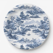 Toile de jouy, blaue China, Porzellan, blaue Weide Pappteller (Vorderseite)