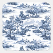 Toile de jouy, blaue China, Porzellan, blaue Weide Quadratischer Aufkleber (Vorderseite)