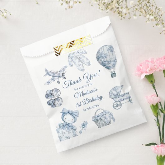Toile De Jouy Blaue Geburtstagsfeier Geschenktütchen (Versiegelt)