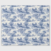 Toile De Jouy Blaue Ristorante della Carrà Geschenkpapier (Flach)
