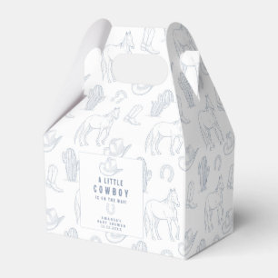 Toile de Jouy Blaues Cowboy-Western-Baby-Shower Geschenkschachtel