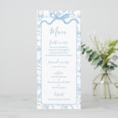 Toile de jouy Blue Baby Shower Boy Menu Card Menükarte (Stehend Vorderseite)