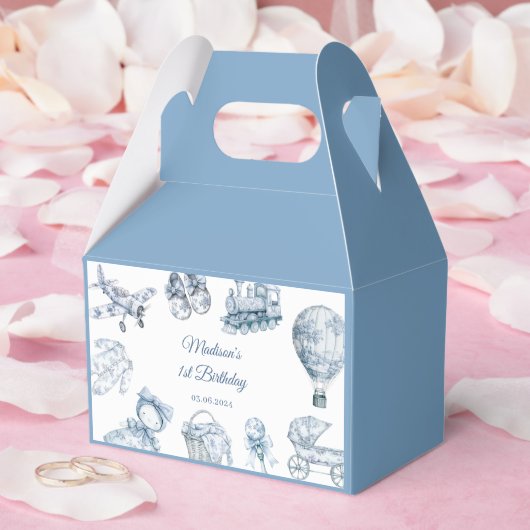 Toile De Jouy Blue Birthday Party Geschenkschachtel (Hochzeit)