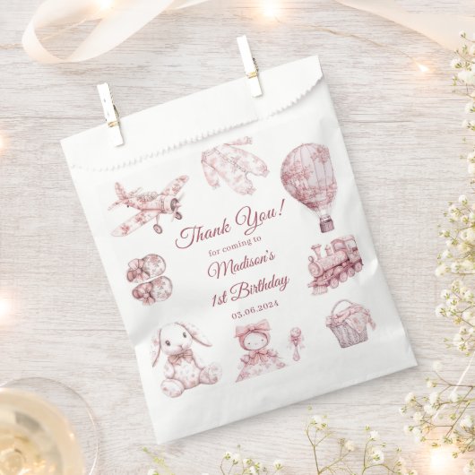 Toile De Jouy Blue Birthday Party  Geschenktütchen (Ausgeschnitten)