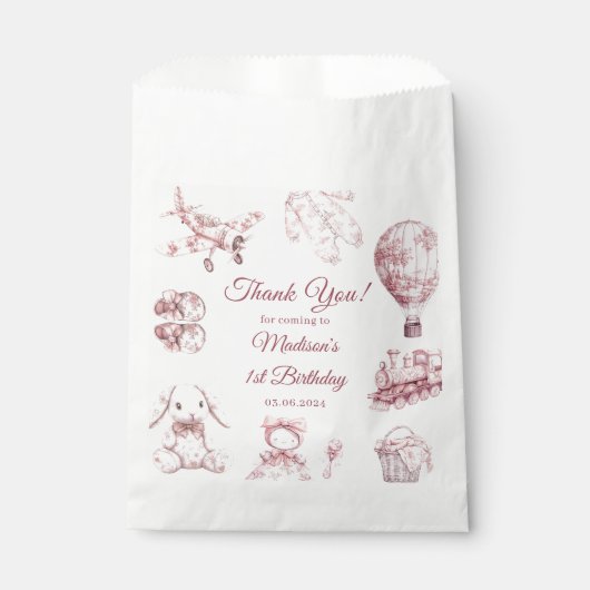 Toile De Jouy Blue Birthday Party  Geschenktütchen (Vorderseite)