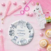 Toile De Jouy Blue Birthday Party Pappteller (Party)