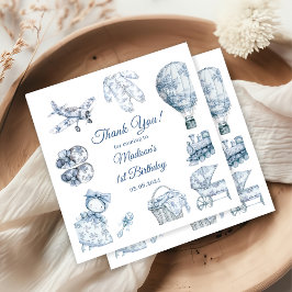 Toile De Jouy Blue Birthday Party Serviette