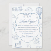 Toile De Jouy Blue Bow Baby Dusche Danke Karte (Vorderseite)