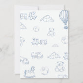 Toile De Jouy Blue Bow Baby Dusche Danke Karte (Rückseite)