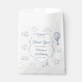 Toile De Jouy Blue Bow Birthday Party  Geschenktütchen (Vorderseite)